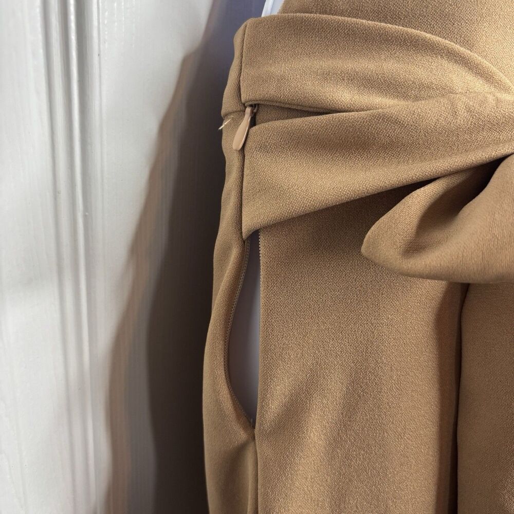 NWT SHEIN Size Medium Tan Wide Leg Pants Tie Waist High Rise Flowy - Picture 4 of 9